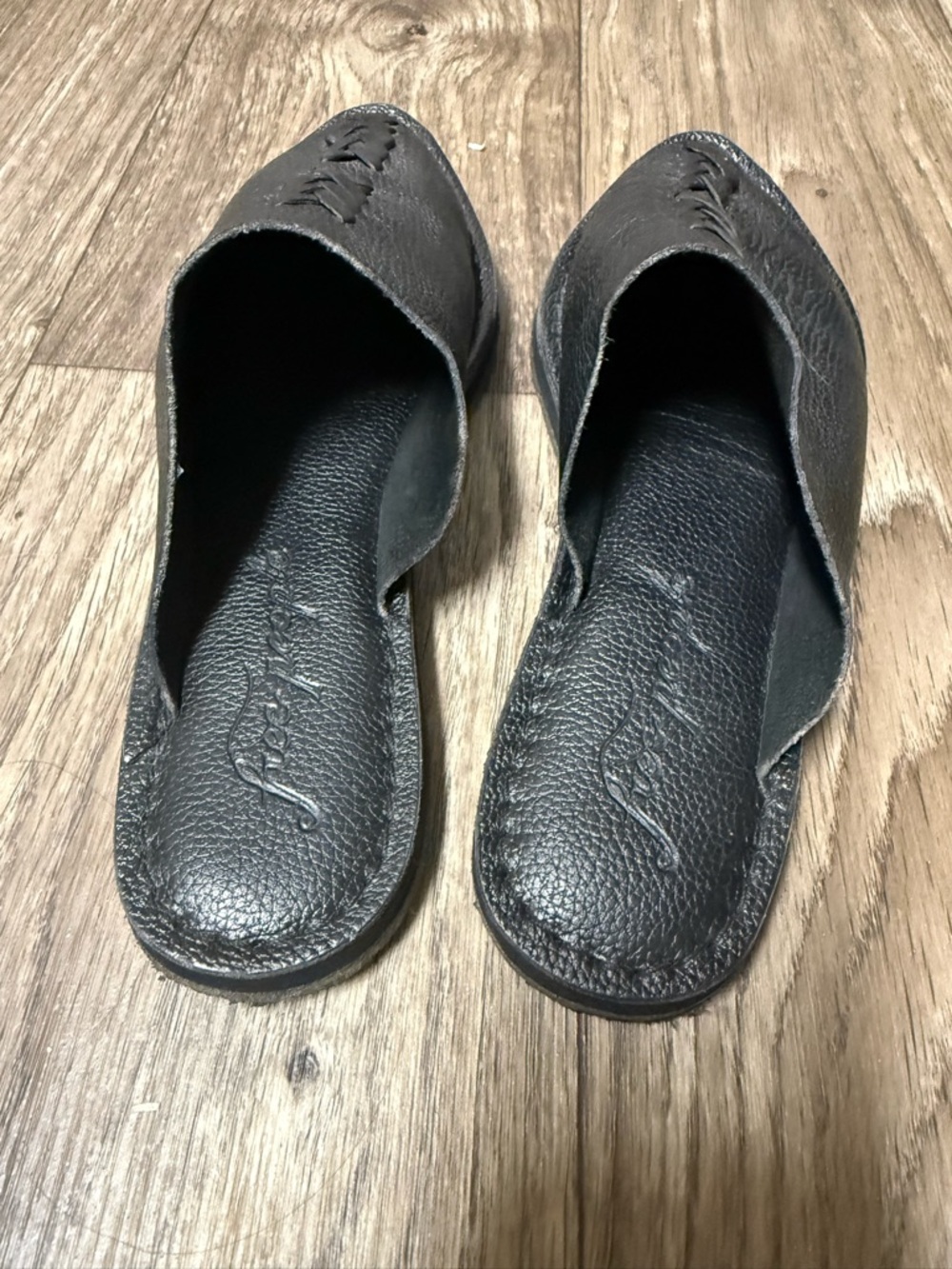 Free People Black Leather Slip-On Mules - Picture 4 of 6